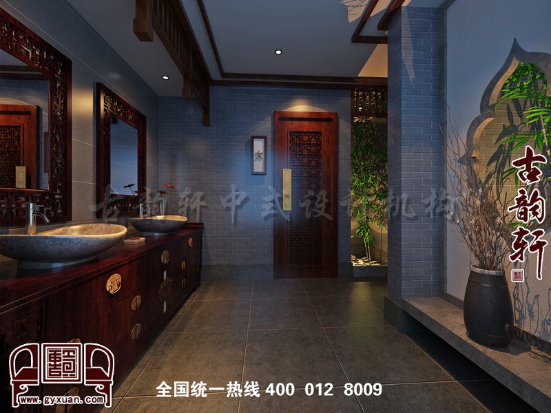 休闲会所卫生间中式装修图片